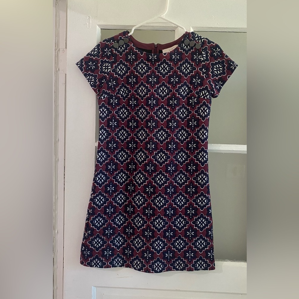 Loft Shift Dress Womens 00P Short Cap Sleeve Quilted Lined Wine Red Print - NWOT